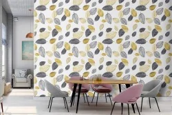 Wallpaper autumn leaves stylized nature pattern.