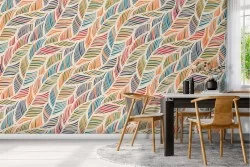 Carta da Parati foglie astratte design moderno pattern.