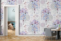 Abstract flowers nature modern design wallpaper pattern.