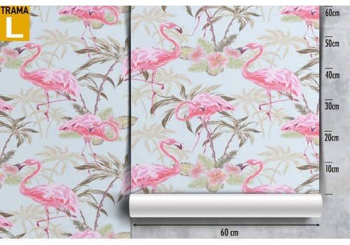 Flamingos and tropical palms nature pattern wallpaper. 2