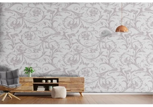 Wallpaper with climbing leaves and flowers nature pattern.