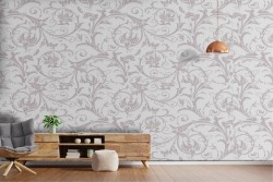 Wallpaper with climbing leaves and flowers nature pattern.