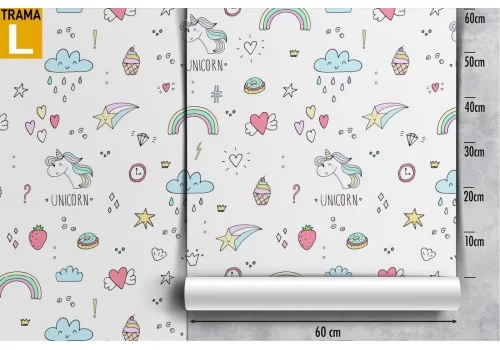 Unicorn and hearts wallpaper decoration for children. 2