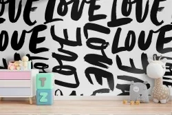 Carta da Parati scritta LOVE pattern.