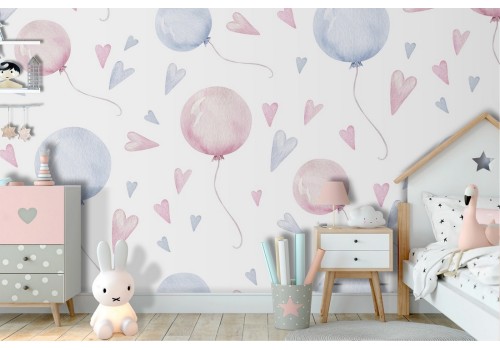 Polka dot balloons wallpaper children's decoration.