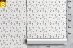 Children's Wallpaper Flora and Fauna Decorations and Leaf Patterns