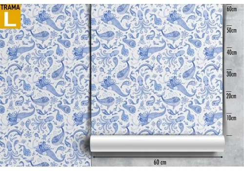 Carta da Parati sirenette e animali marini natura pattern. 2