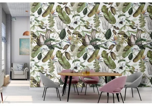 Wallpaper stylized leaves abstract nature pattern.