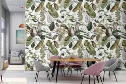 Wallpaper stylized leaves abstract nature pattern.