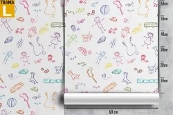 Carta da Parati personaggi stilizzati bambini pattern.