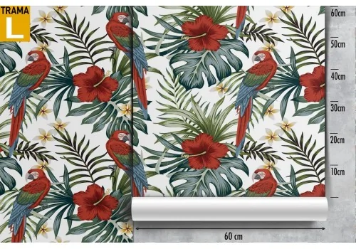 Tropical flowers and parrots nature pattern wallpaper. 2