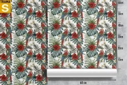 Carta da Parati Design e Stili Flora e Fauna animali Fiori Foglie Tropicale