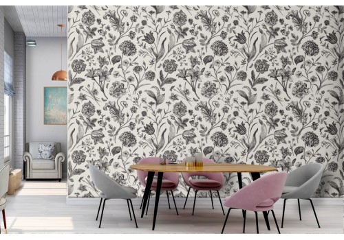 Abstract flowers nature wallpaper from the '50s.