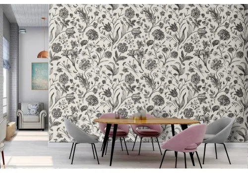 Abstract flowers nature wallpaper from the '50s.