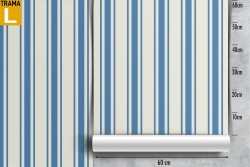 Carta da Parati righe bianco e azzurro pattern classico.