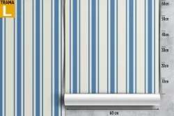 Carta da Parati righe bianco e azzurro pattern classico.