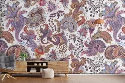 Abstract flowers nature vintage pattern wallpaper.