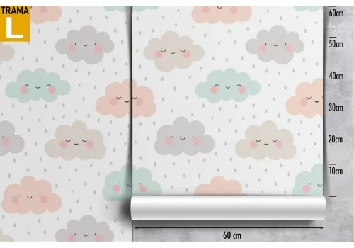 Carta da Parati nuvolette decorazione bambini. 2