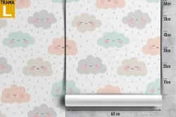 Carta da Parati nuvolette decorazione bambini.