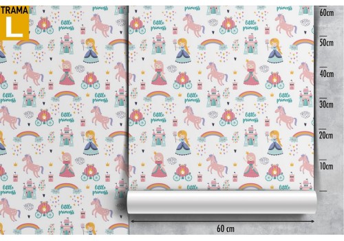 Carta da Parati principesse e carrozze decorazione bambini. 2