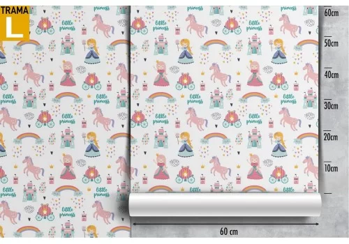 Carta da Parati principesse e carrozze decorazione bambini. 2