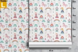 Carta da Parati principesse e carrozze decorazione bambini.