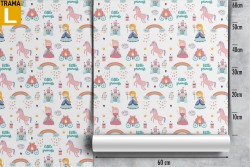 Princesses and carriages wallpaper decoration for children.