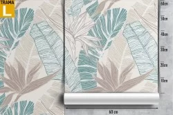 Carta da Parati foglie stilizzate natura decorazione minimal.