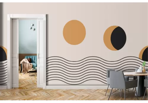 Carta da Parati illustrazione fasi luna stilizzata