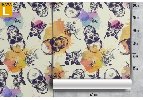 Wallpaper skulls and roses modern pattern. 2