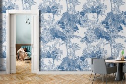 Stylized tropical forest wallpaper nature pattern.