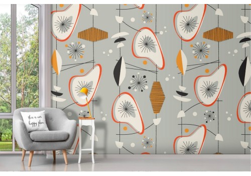 Wallpaper abstract futuristic leaves nature pattern.