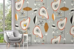 Wallpaper abstract futuristic leaves nature pattern.