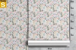 Children's Wallpaper Flora and Fauna Decorations and Flower Leaf Patterns