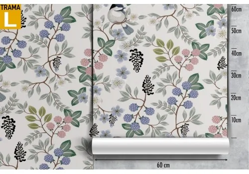 Wallpaper with little birds and nature leaf decoration. 2