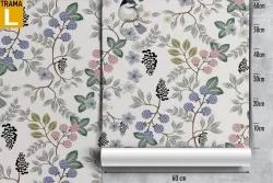Wallpaper with little birds and nature leaf decoration.