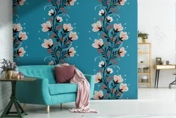 Carta da Parati corona di fiori decorazione natura.
