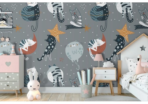 Wallpaper stars and planets children's decoration.