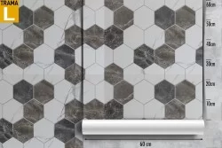 Wallpaper with geometric hexagon tile surface.