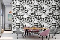 Carta da Parati decorazione dark teschi pattern.