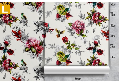 Carta da Parati rose rosse natura pattern raffinato. 2