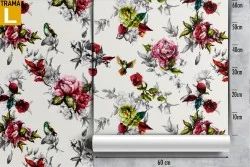 Carta da Parati rose rosse natura pattern raffinato.
