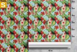 Carta da Parati Design e Stili Flora e Fauna animali Fiori Foglie Tropicale