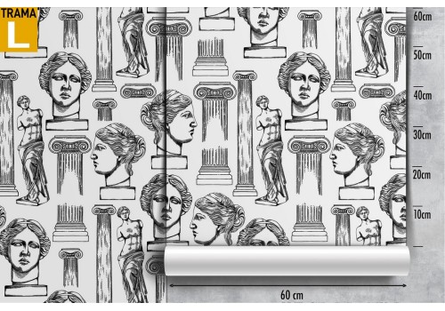 Wallpaper with vintage decoration of statues and columns. 2