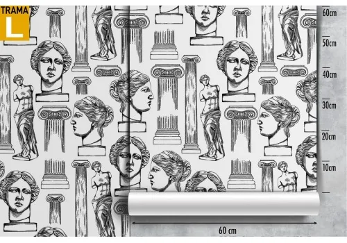 Wallpaper with vintage decoration of statues and columns. 2