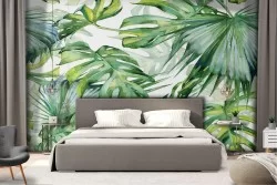 Carta da Parati foglie tropicali illustrazione natura.