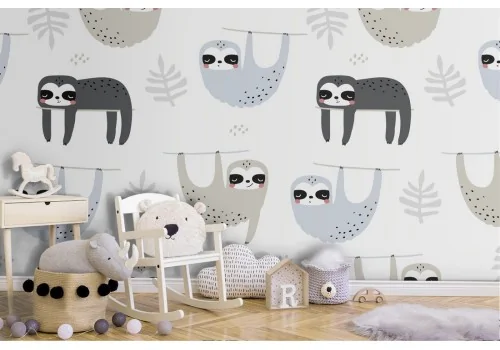 Sloth animal wallpaper children's decoration.