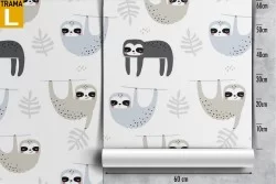 Carta da Parati bradipi animali decorazione bambini.