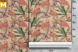 Carta da Parati animali Fiori Foglie Tropicale