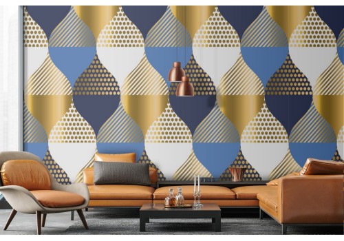 '70s geometric pattern wallpaper decoration.